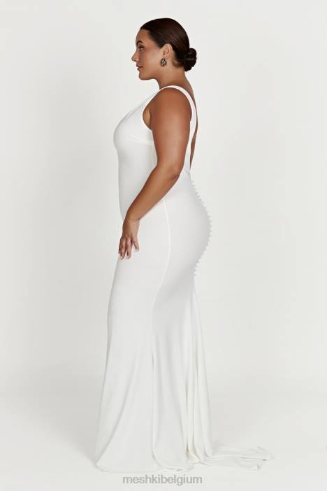 Kyla jurk met lage rug Meshki wit N4JN433 kleding