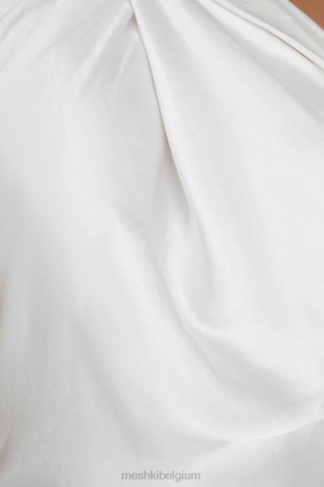 Laura halter satijnen jurk Meshki wit N4JN233 kleding