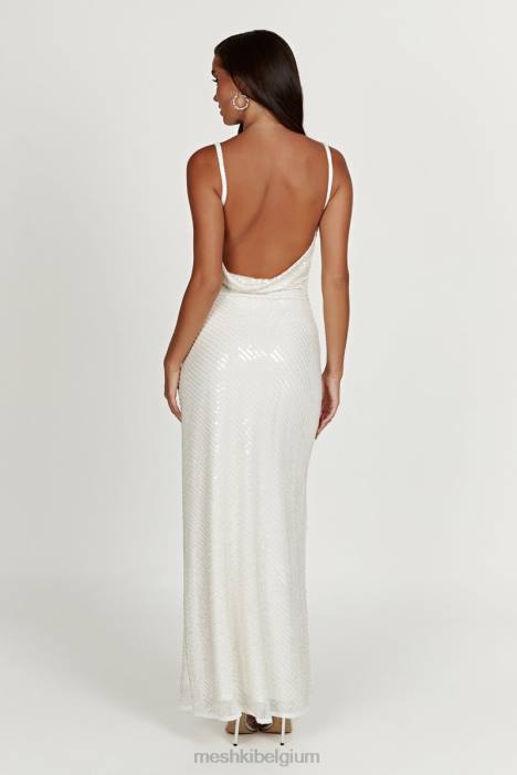 marise jurk met pailletten Meshki wit N4JN207 kleding