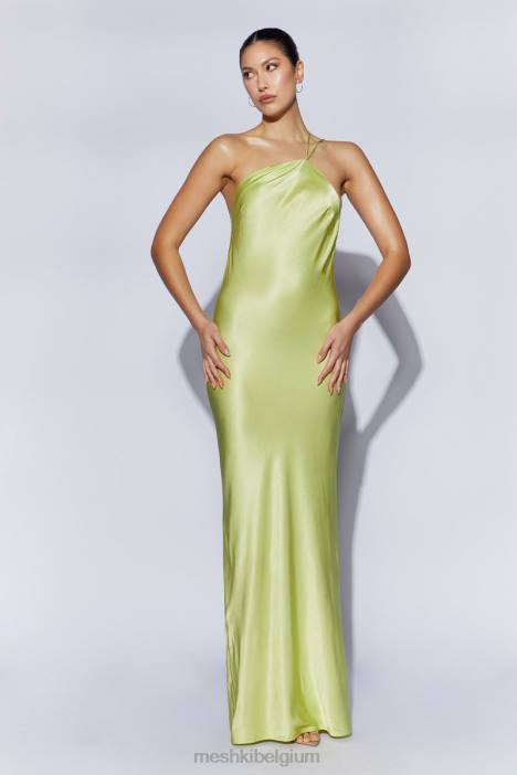 Alena maxi-jurk met één schouder Meshki pistache groen N4JN653 kleding