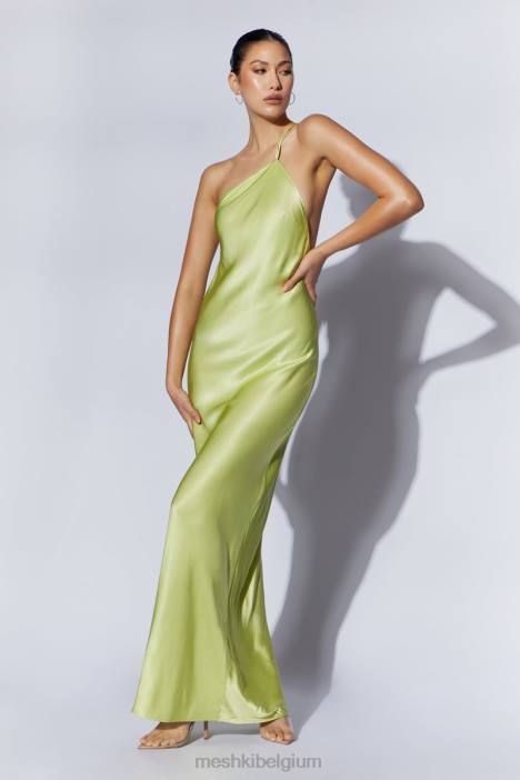 Alena maxi-jurk met één schouder Meshki pistache groen N4JN653 kleding