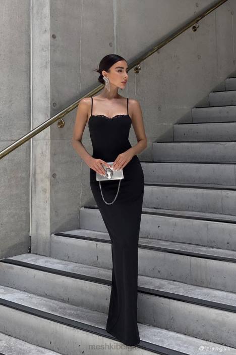 Amorette maxi-jurk met kanten afwerking Meshki zwart N4JN287 kleding