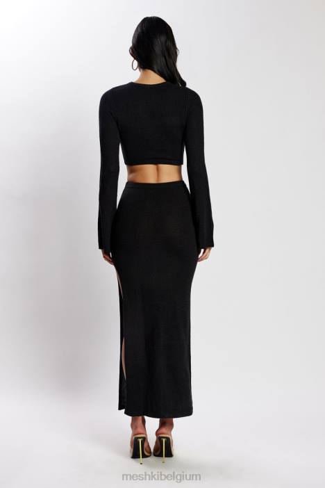 Anna gebreide jurk met uitlopende mouwen Meshki zwart N4JN327 kleding