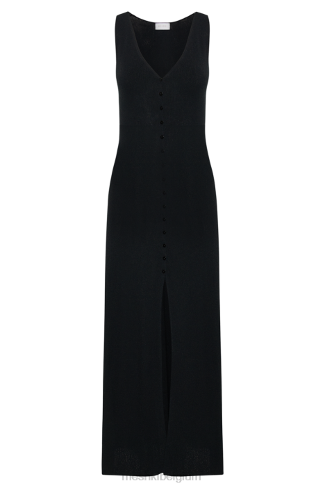 Antonia gebreide maxi-jurk met knopen Meshki zwart N4JN20 kleding
