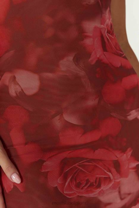 Aphrodite strapless mesh jurkje Meshki extra grote rozenprint N4JN111 kleding