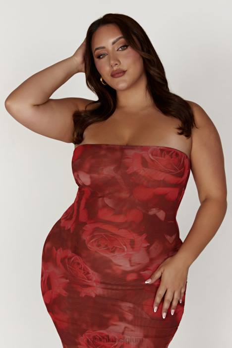 Aphrodite strapless mesh jurkje Meshki extra grote rozenprint N4JN111 kleding