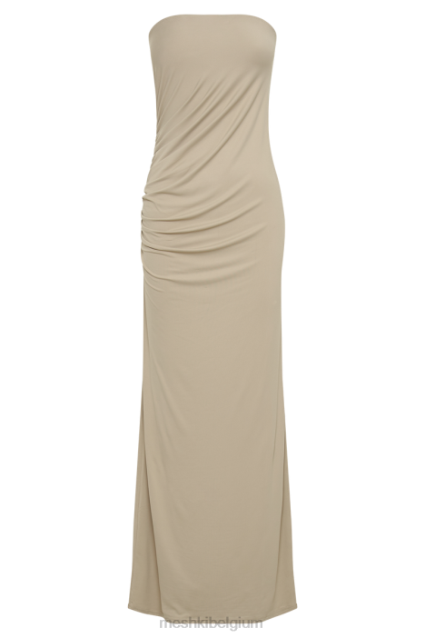 Astraea gerecyclede nylon gedrapeerde maxi-jurk Meshki taupe N4JN303 kleding