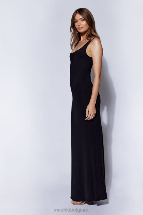 Aubree maxi-jurk met visstaart Meshki zwart N4JN453 kleding