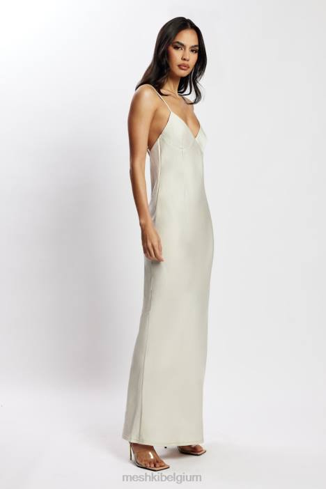 Baily satijnen maxi-jurk Meshki zilver N4JN702 kleding