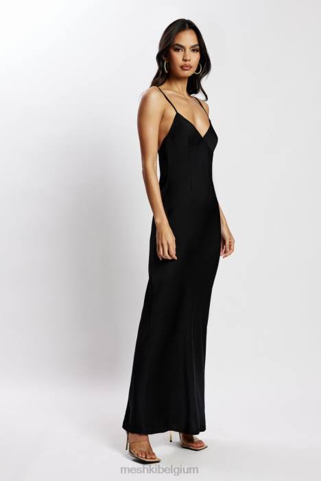 Baily satijnen maxi-jurk Meshki zwart N4JN555 kleding