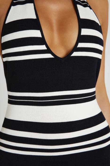 Brienne gestreepte maxi-jurk Meshki zwart wit N4JN156 kleding