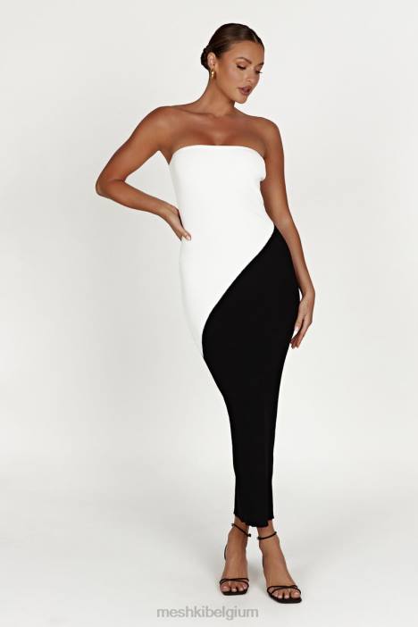 Bristol tweekleurige gebreide maxi-jurk Meshki zwart N4JN493 kleding
