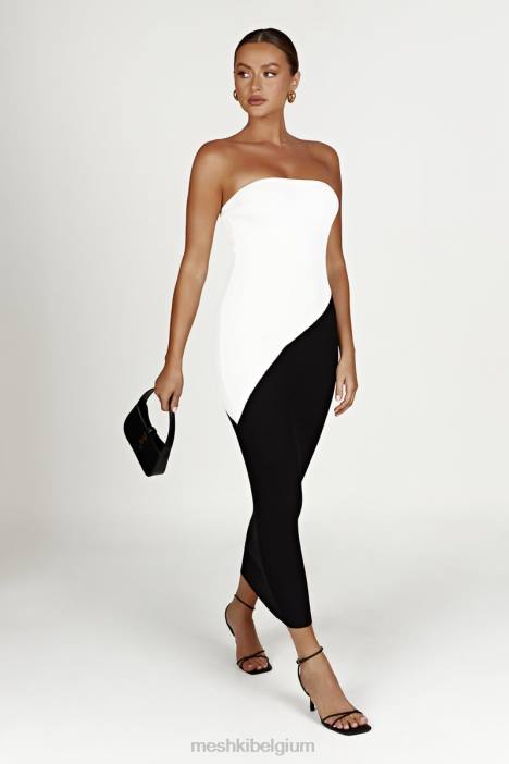 Bristol tweekleurige gebreide maxi-jurk Meshki zwart N4JN493 kleding