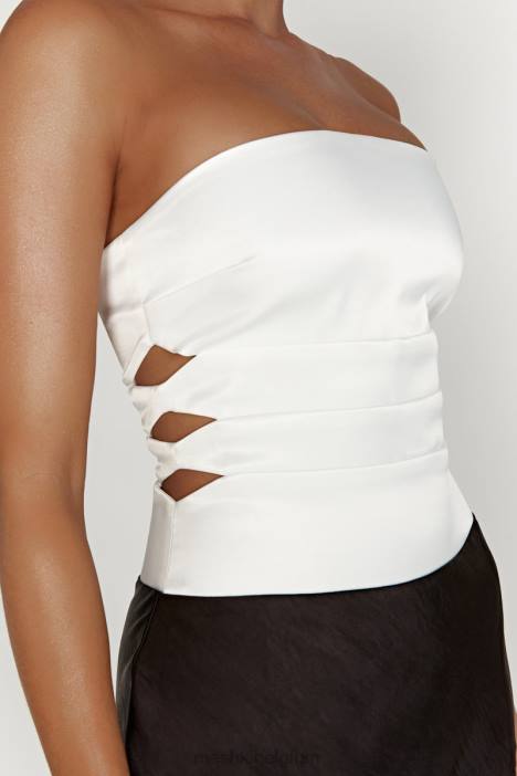 Brooklyn tweekleurige strapless maxi-jurk Meshki zwart N4JN458 kleding