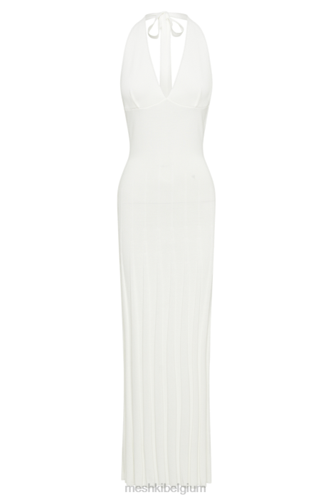 Caity geribbelde halter maxi-jurk Meshki wit N4JN58 kleding