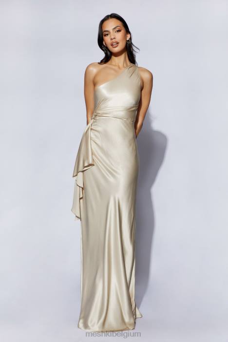 Calliope maxi-jurk met één schouder Meshki Champagne N4JN206 kleding