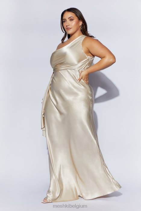Calliope maxi-jurk met één schouder Meshki Champagne N4JN206 kleding