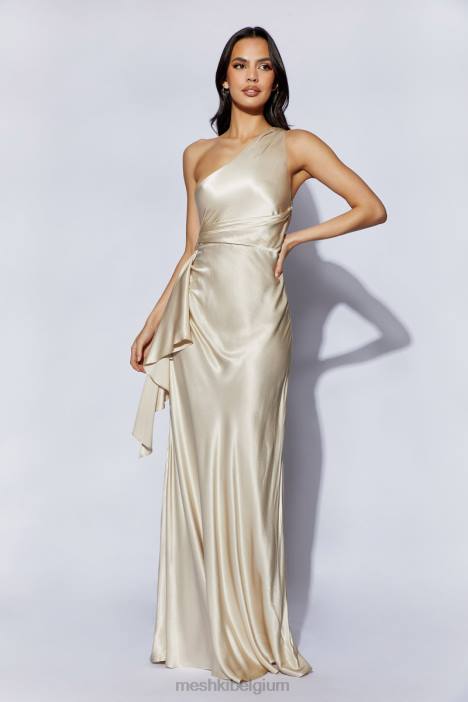 Calliope maxi-jurk met één schouder Meshki Champagne N4JN206 kleding