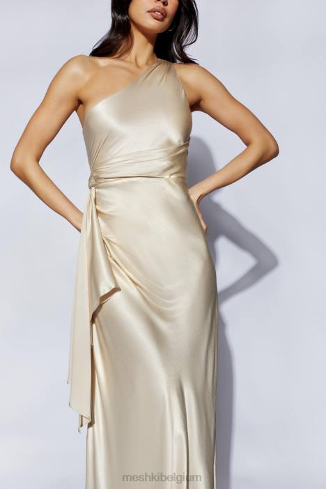 Calliope maxi-jurk met één schouder Meshki Champagne N4JN206 kleding
