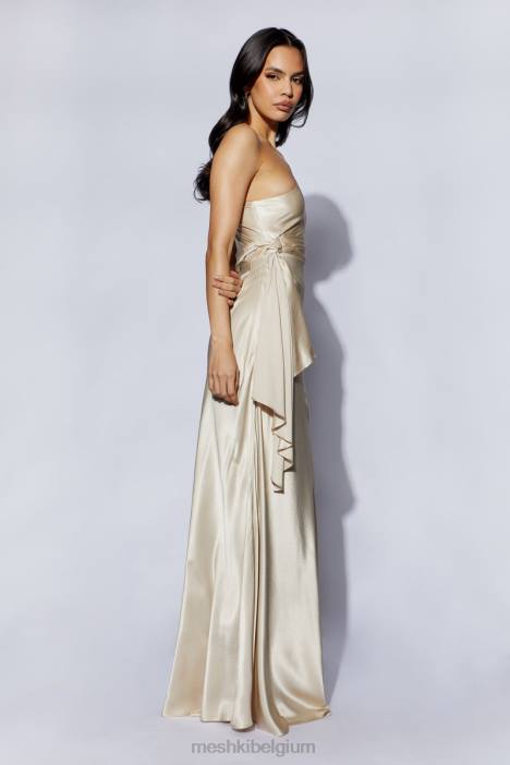 Calliope maxi-jurk met één schouder Meshki Champagne N4JN206 kleding