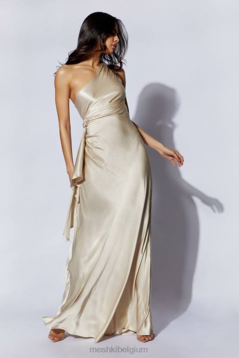Calliope maxi-jurk met één schouder Meshki Champagne N4JN206 kleding