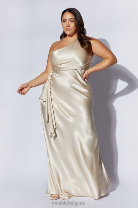 Calliope maxi-jurk met één schouder Meshki Champagne N4JN206 kleding