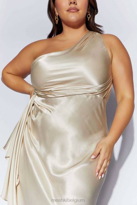 Calliope maxi-jurk met één schouder Meshki Champagne N4JN206 kleding