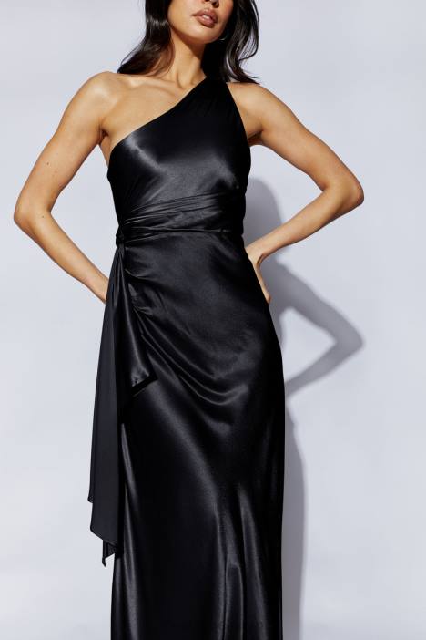 Calliope maxi-jurk met één schouder Meshki zwart N4JN353 kleding