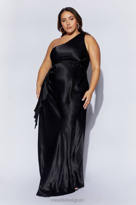 Calliope maxi-jurk met één schouder Meshki zwart N4JN353 kleding