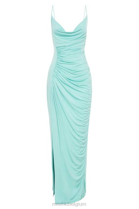Candice maxi-jurk met ruches Meshki munt N4JN398 kleding
