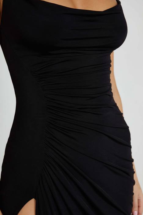 Candice maxi-jurk met ruches Meshki zwart N4JN161 kleding