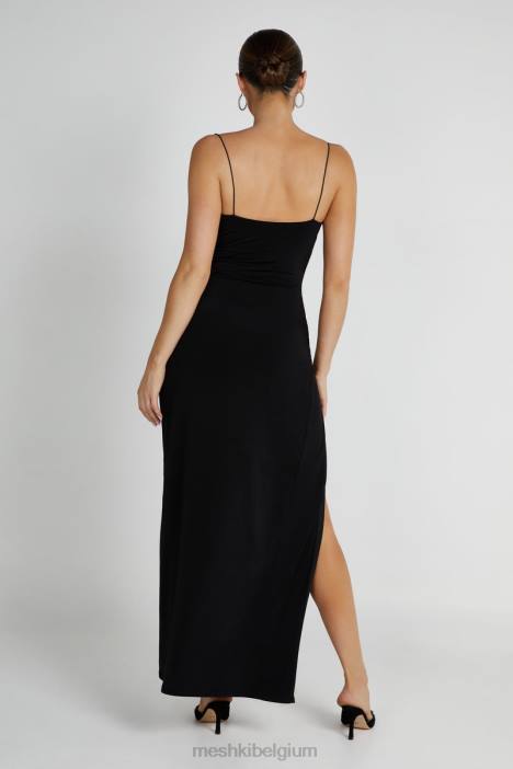 Candice maxi-jurk met ruches Meshki zwart N4JN161 kleding