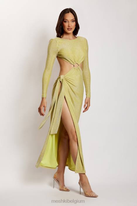 Christina maxi-wikkeljurk zonder rug Meshki groene glans N4JN489 kleding