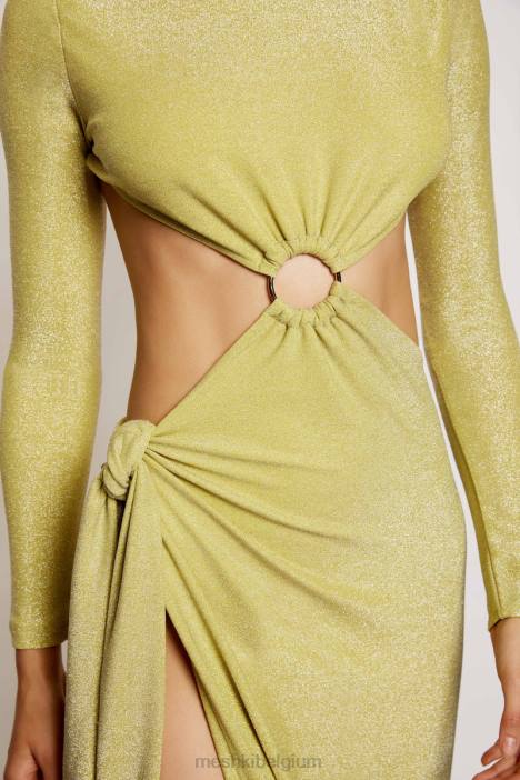 Christina maxi-wikkeljurk zonder rug Meshki groene glans N4JN489 kleding