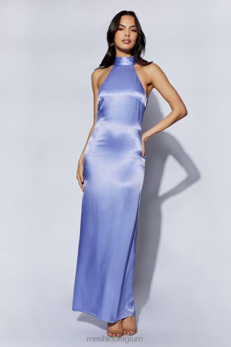 Claire maxi-jurk van satijn met gedrapeerde achterkant Meshki lavendel N4JN392 kleding