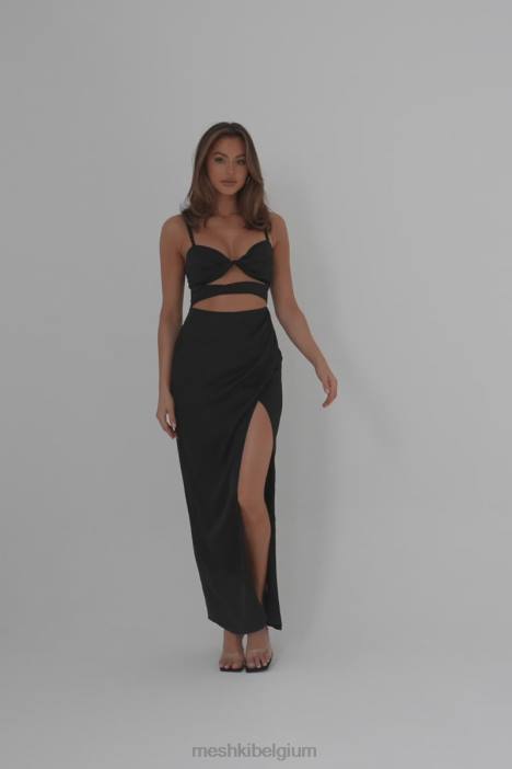 Cleo satijnen jurk Meshki zwart N4JN326 kleding
