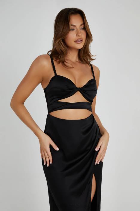 Cleo satijnen jurk Meshki zwart N4JN326 kleding