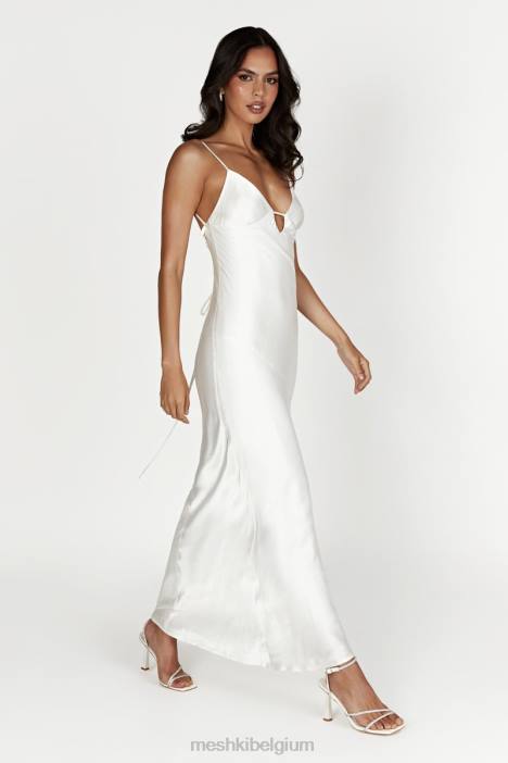 Cora maxi-slipdress met strik op de rug Meshki wit N4JN711 kleding
