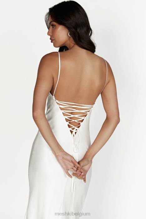 Cora maxi-slipdress met strik op de rug Meshki wit N4JN711 kleding