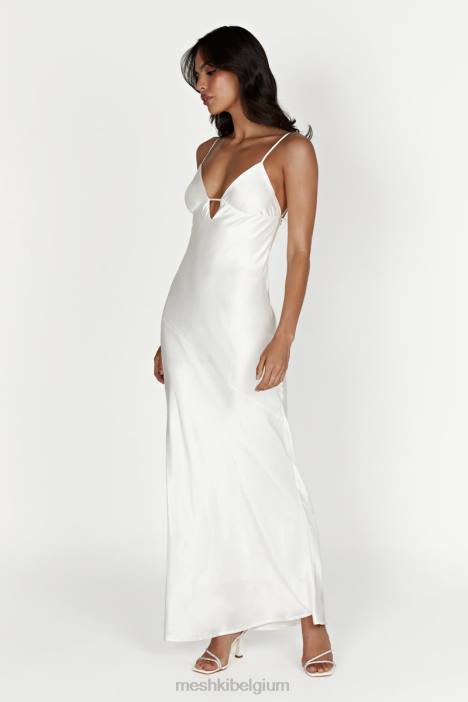 Cora maxi-slipdress met strik op de rug Meshki wit N4JN711 kleding