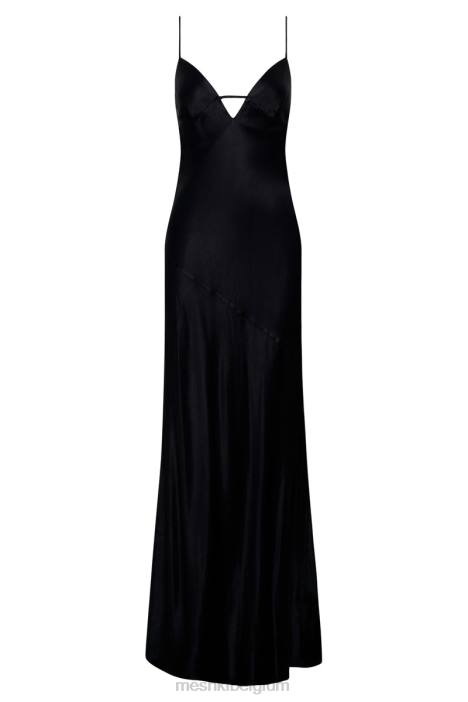 Cora maxi-slipdress met strik op de rug Meshki zwart N4JN709 kleding