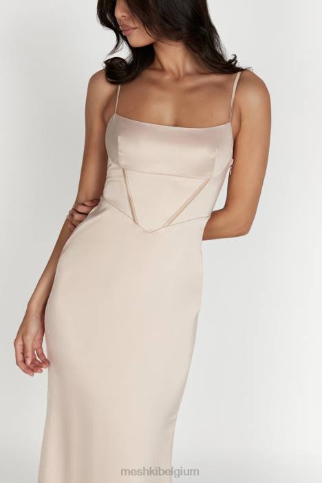 Desirie maxi-jurk met korset Meshki Champagne N4JN471 kleding