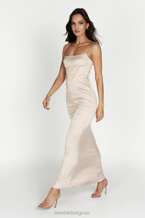 Desirie maxi-jurk met korset Meshki Champagne N4JN471 kleding