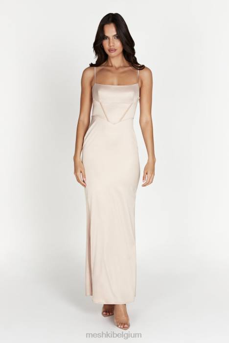Desirie maxi-jurk met korset Meshki Champagne N4JN471 kleding