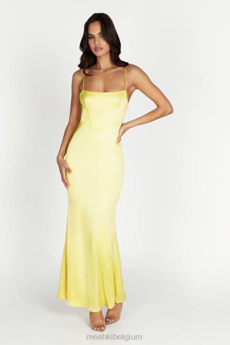 Desirie maxi-jurk met korset Meshki citroen N4JN484 kleding