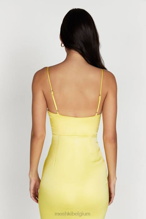 Desirie maxi-jurk met korset Meshki citroen N4JN484 kleding
