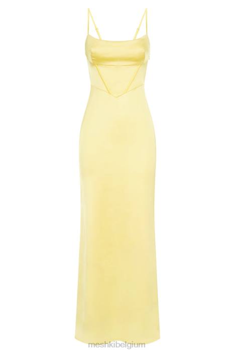 Desirie maxi-jurk met korset Meshki citroen N4JN484 kleding