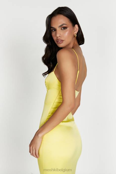 Desirie maxi-jurk met korset Meshki citroen N4JN484 kleding