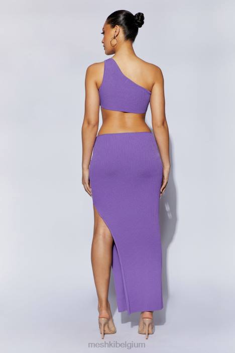 Faye maxi-jurk met uitsnijding en één schouder Meshki paars N4JN706 kleding