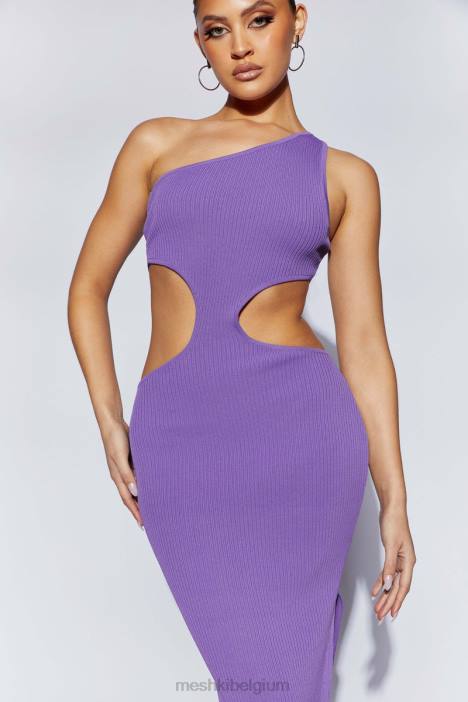 Faye maxi-jurk met uitsnijding en één schouder Meshki paars N4JN706 kleding